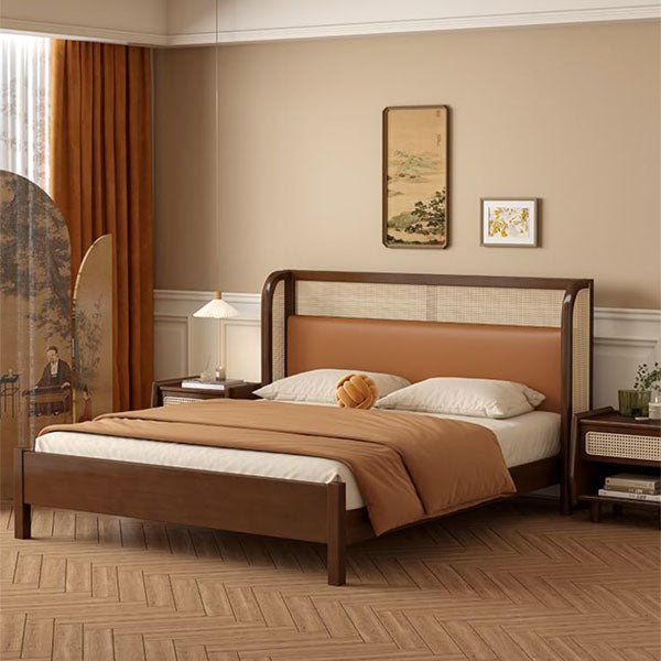 Wooden Cane & Rattan Furniture - Bed With Mattress- The Gilded Cage