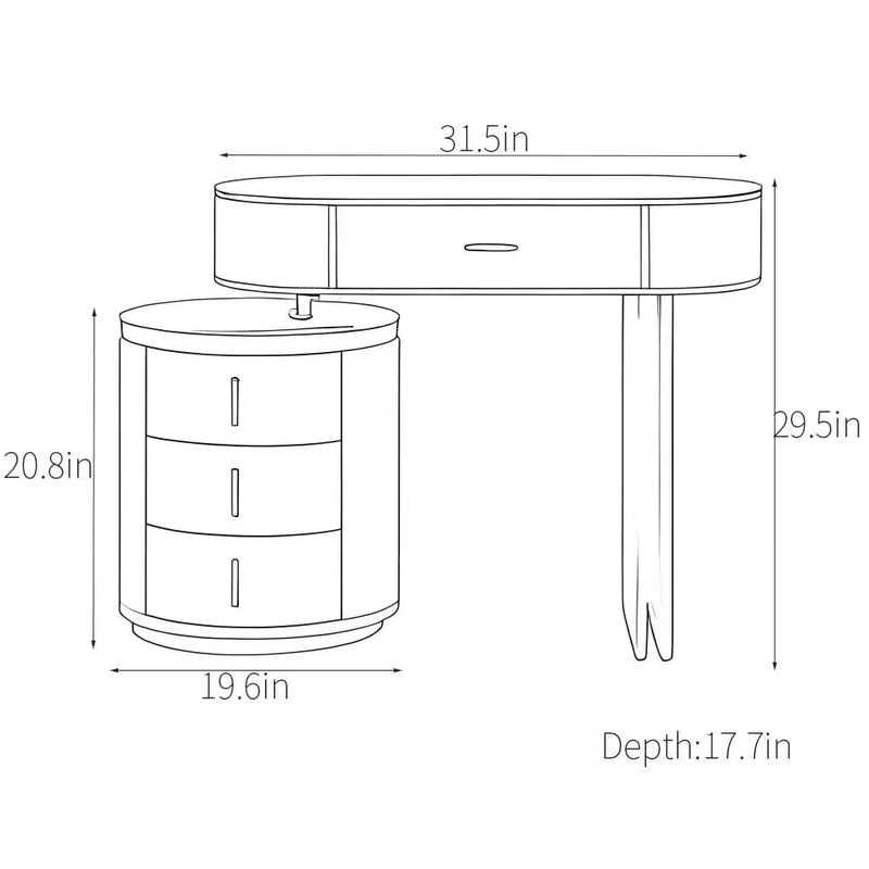 Luxury Makeup Vanity Desk – White High Gloss with Gold Accents