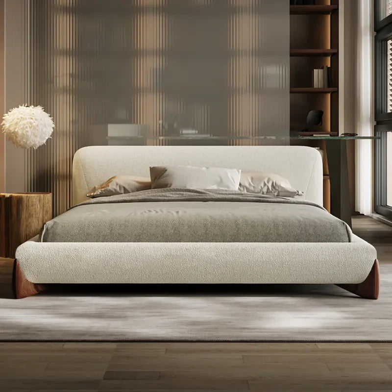 Pearl Modern White Boucle Platform Bed