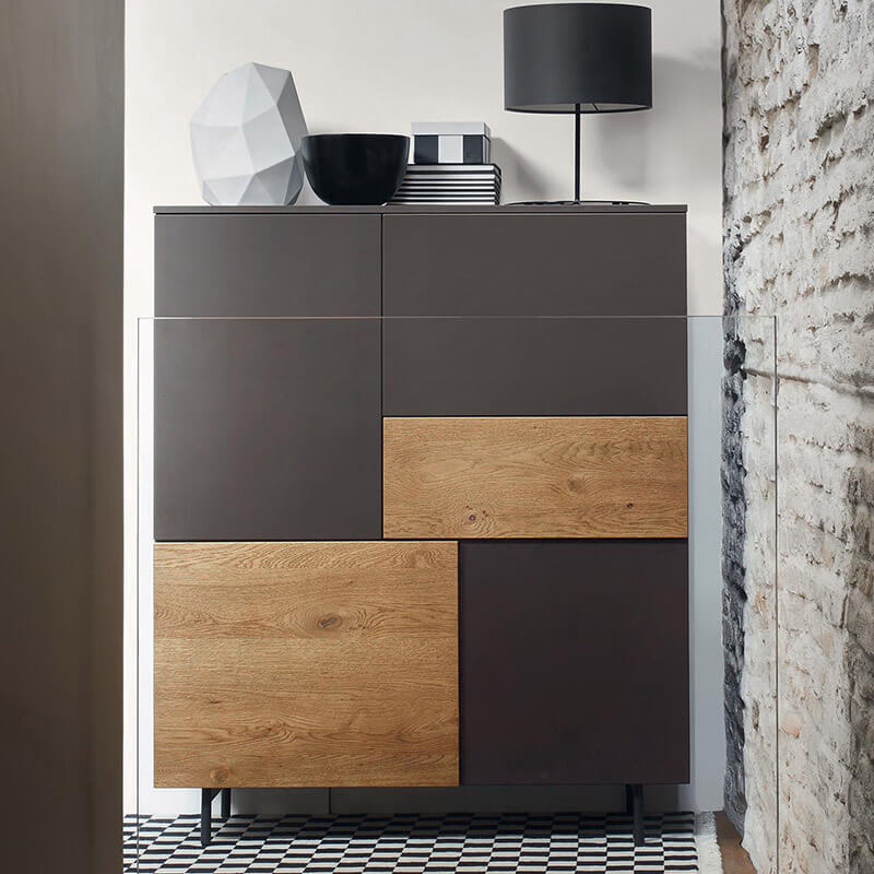 Modern Oak Italian Grey Sideboard Compartment