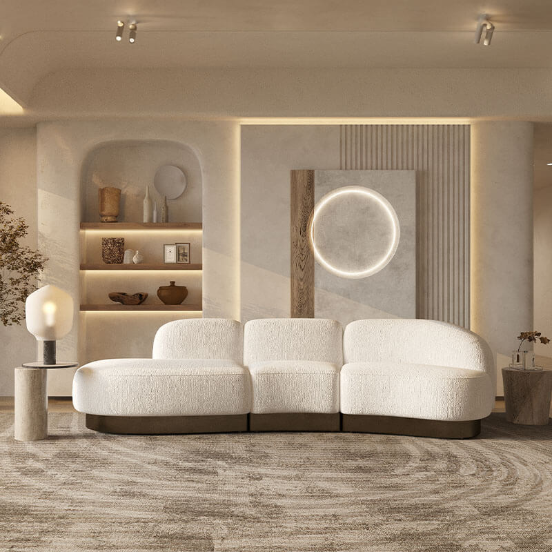 4 Seater Modern Snow White Sofa for Luxury Living Room