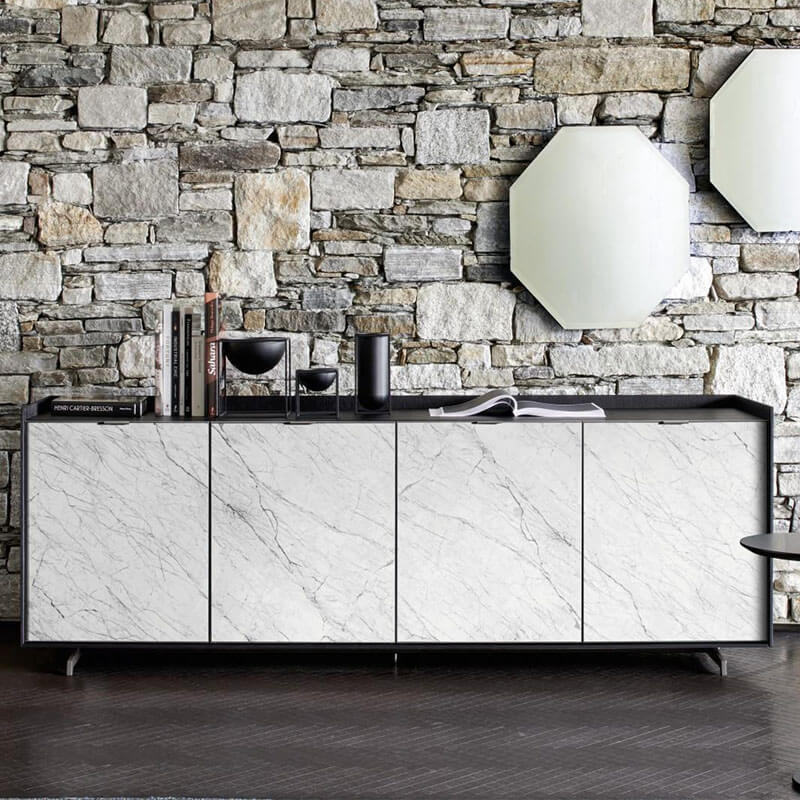 White Wooden TV Unit With Cabinets