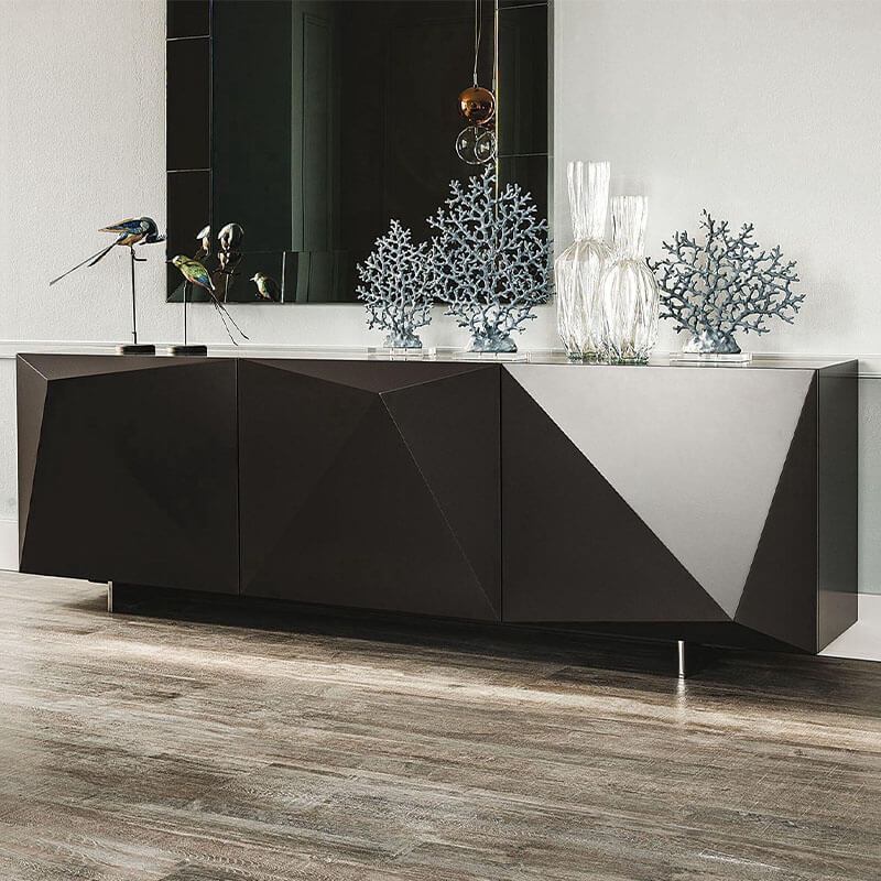 Modern Black Wooden TV Unit With Cabinets