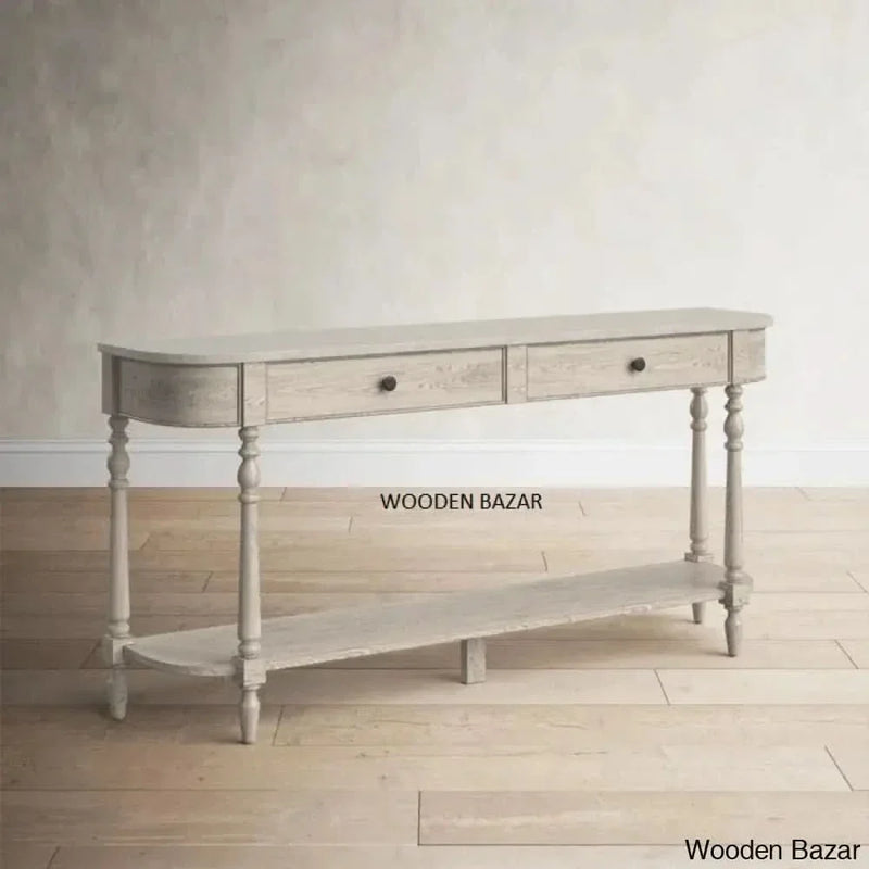 Aberdale 65'' Genuine Marble Polish Console Table - Wooden Empiro