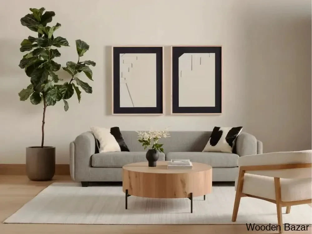 Aceton Coffee Table And Center Table - Wooden Empiro Light Oak Resin