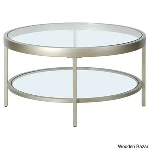 Alexisa 32’’ Wide Round Coffee And Center Table Satin Nickel