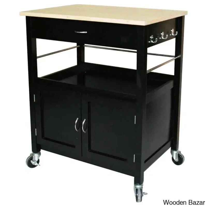 Alezandro Solid Wood Top Kitchen Island Kitchen trolley cart cabinet kitchen island with storage