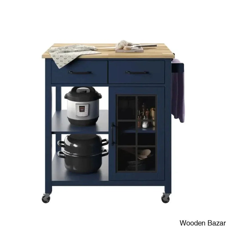 Amata Wood Kitchen Cart Kitchen trolley cart cabinet kitchen island with storage