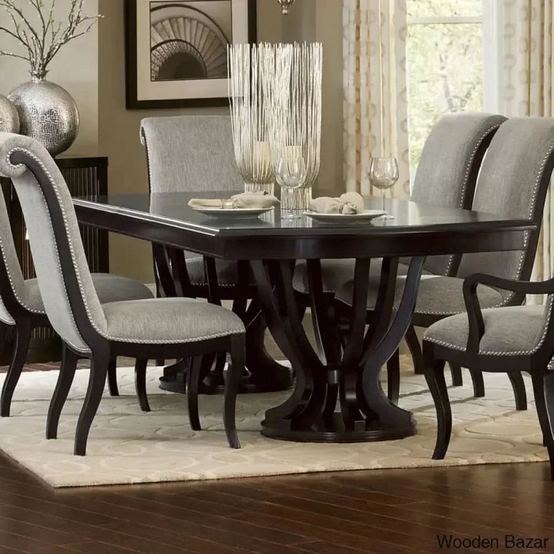 Amherst 6 Seater Luxury Dining Table Set - Wooden Empiro