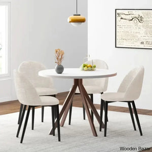 Amherst Stylish 4 Seater Pedestal Dining Set- Wooden Empiro Beige Mesa