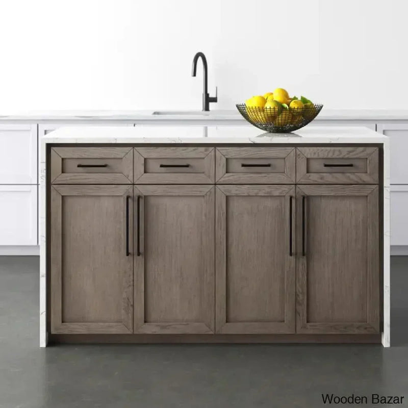 Andranique Marble Top Kitchen Island Kitchen trolley cart cabinet kitchen island with storage