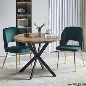 Anilia New 2 Seater Pedestal Dining Table Set - Wooden Empiro Forest Green