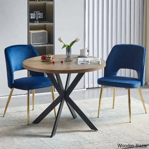 Anilia New 2 Seater Pedestal Dining Table Set - Wooden Empiro Navy Blue