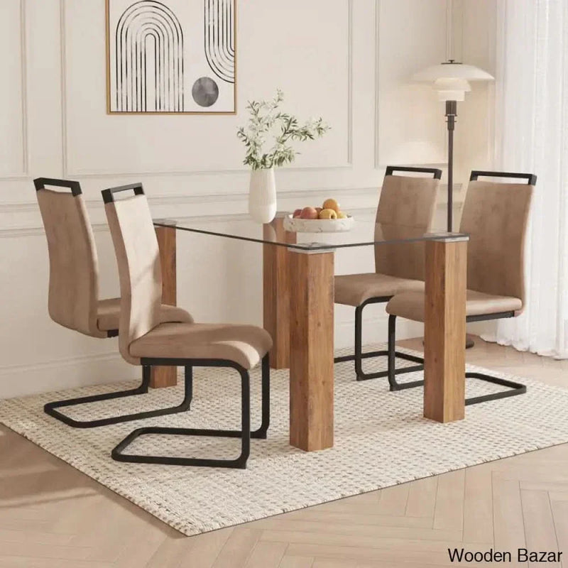 Archibald Luxury 4 Seater Glass Top Dining Set