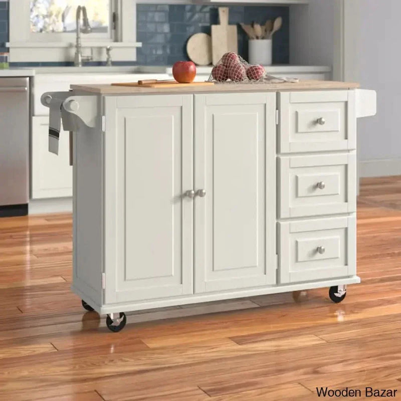 Arlonda Solid Wood Top Kitchen Cart Kitchen trolley cart cabinet kitchen island with storage