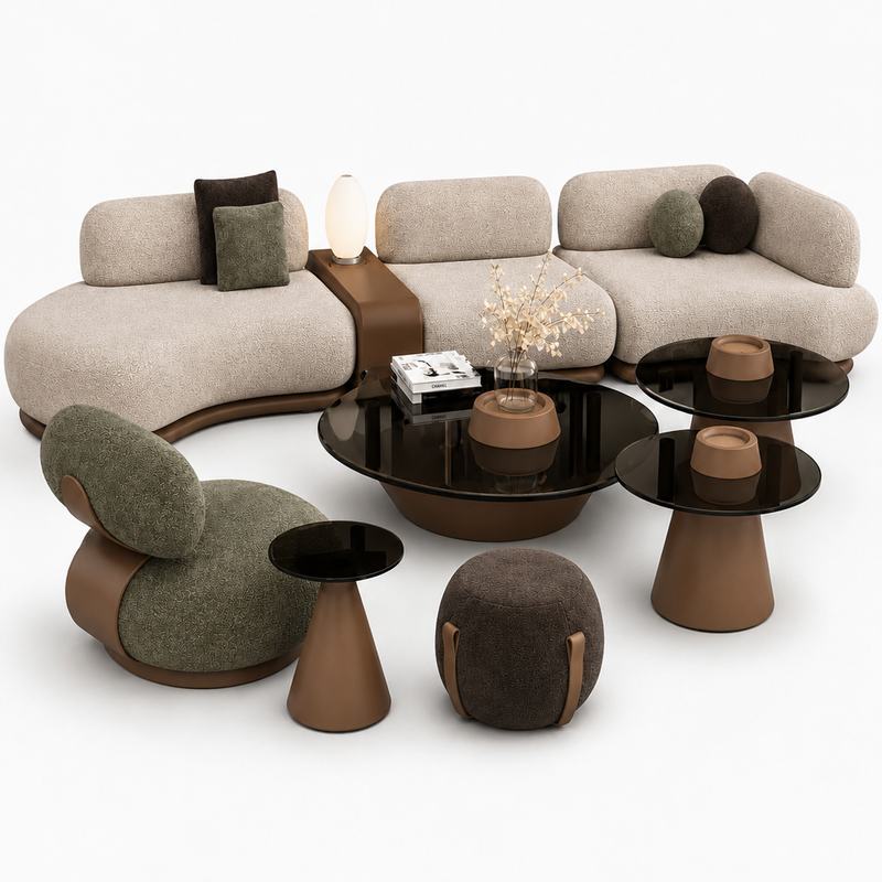 The Aurevo Modular Sofa — Luxury 8-Seater Curved Bouclé Sofa with Flexible Modular Design