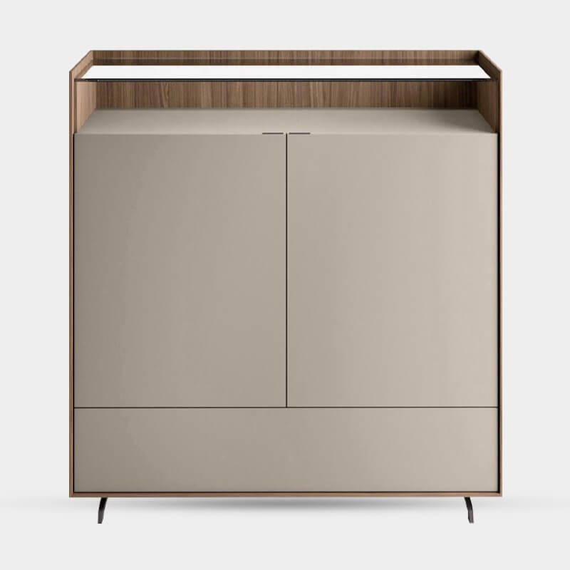 Minimalist Pastel Brown Sideboard With Open Compartment
