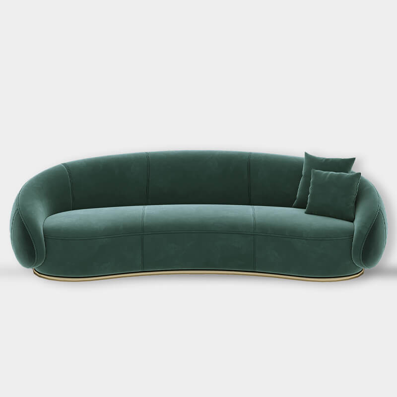 3 Seater Olive Green Modern Curved Sofa