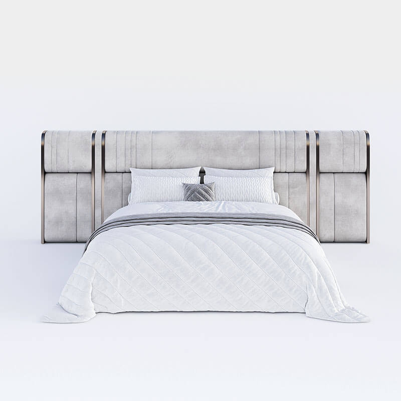Modern King-Size White Bed With Back Upholstery