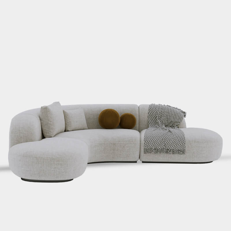 5 Seater Modern Curved Beige Sofa