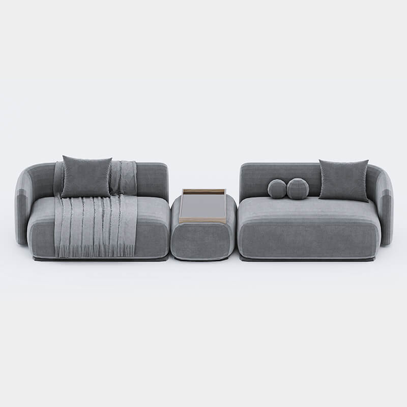 Stylish 4 Seater Cool Grey Sofa With Movable Center Unit