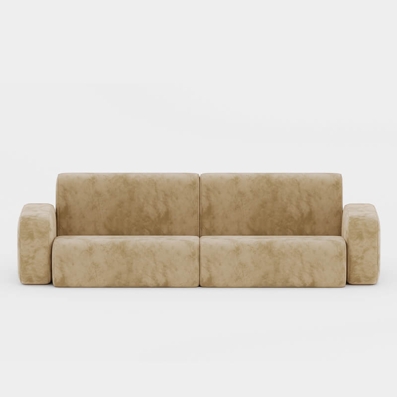 4 Seater Light Tan Sofa With Cushion Upholstery
