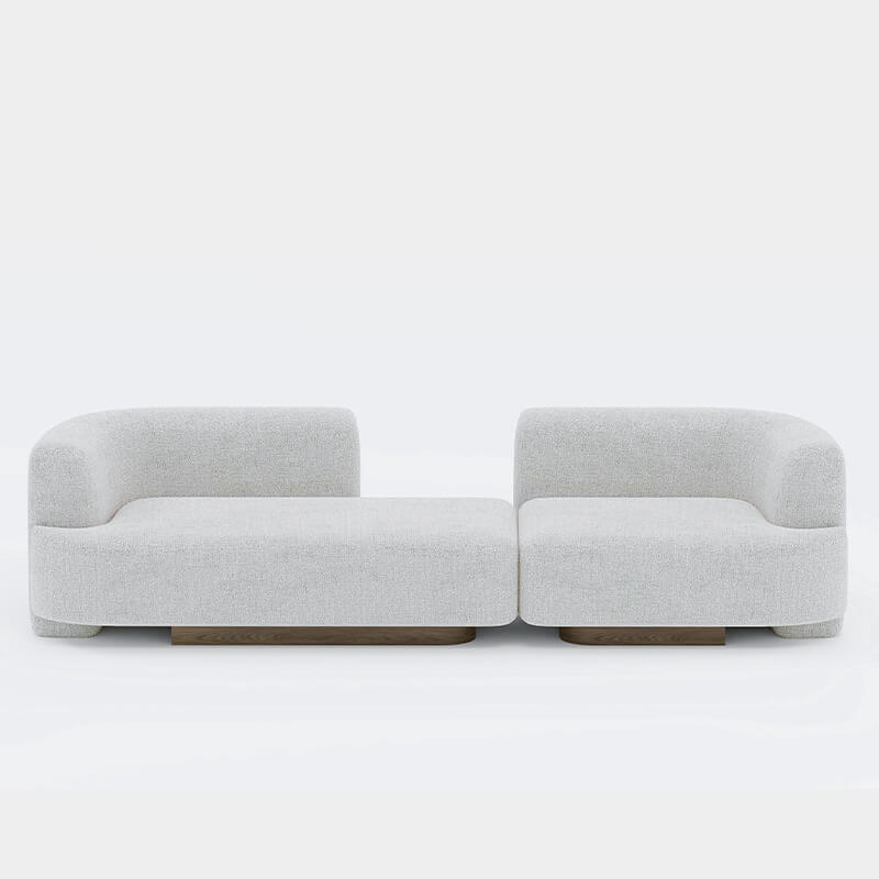 5 Seater Modern White Sofa With Curvy Backrest