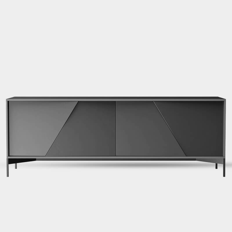 Modern Grey Wooden TV Unit With Cabinets