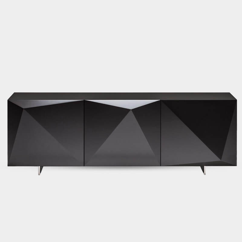 Modern Black Wooden TV Unit With Cabinets