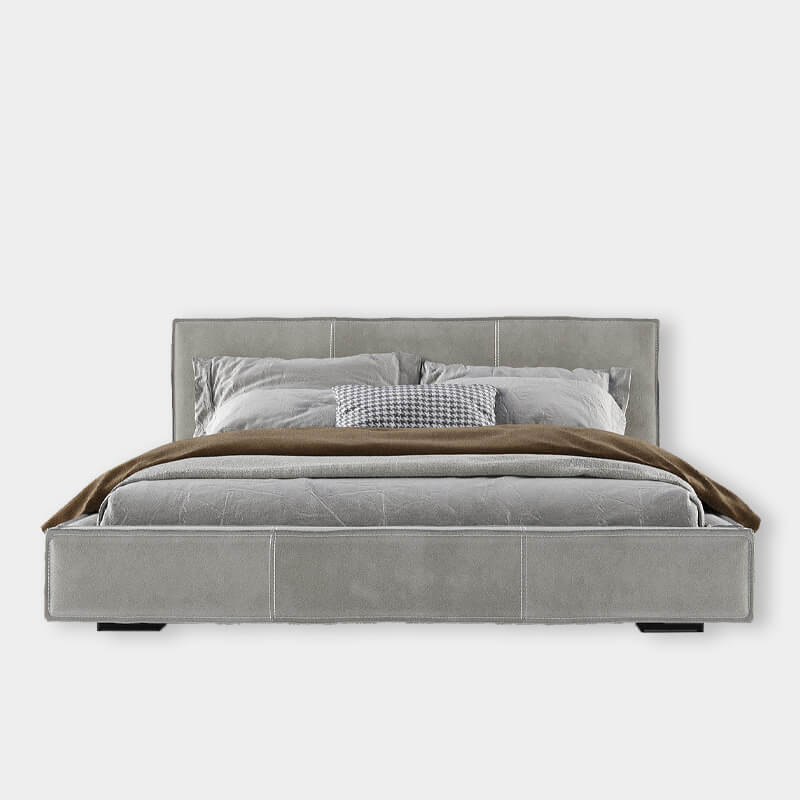 Modern King-Size Grey Bed With Hydraulic Storage
