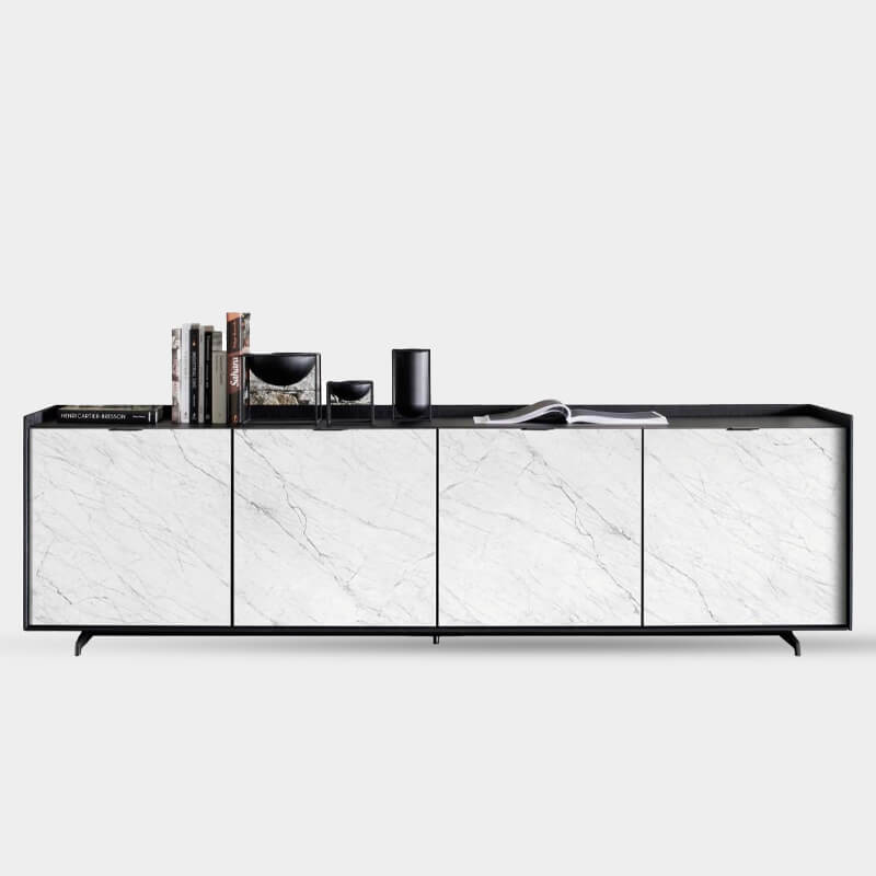 White Wooden TV Unit With Cabinets