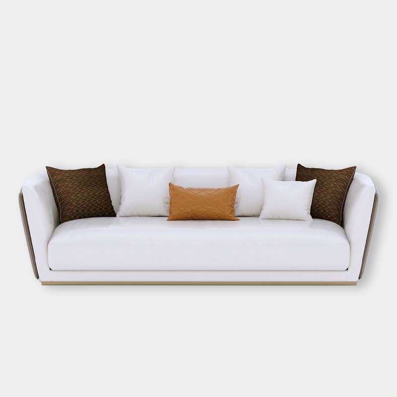 4 Seater Modern Italian Leather White Spill-Proof Sofa