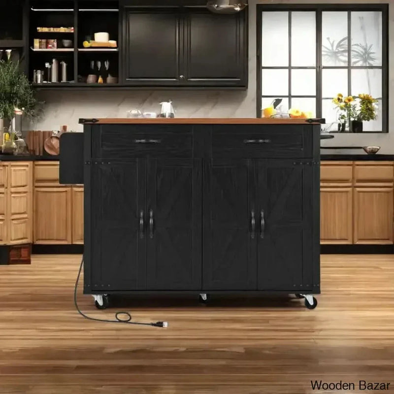 Babajide Wood Kitchen Cart Kitchen trolley cart cabinet kitchen island with storage