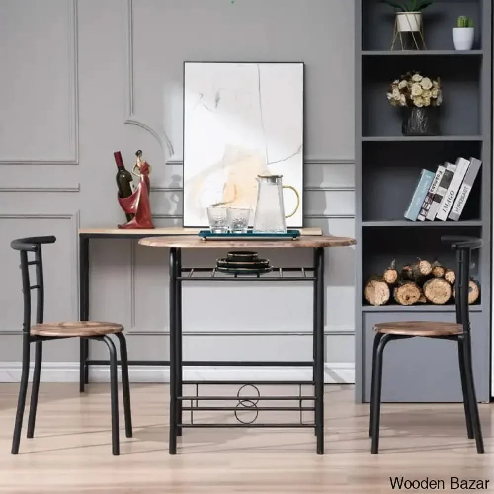 Balder Stylish 2 Seater Dining Table Set - Wooden Empiro Brown