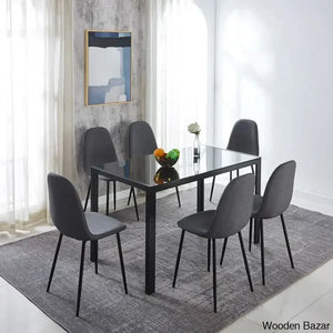 Ballentine 4&6 Seater Beautiful Glass Top Dining Table Set - Wooden Empiro 6 / Gray