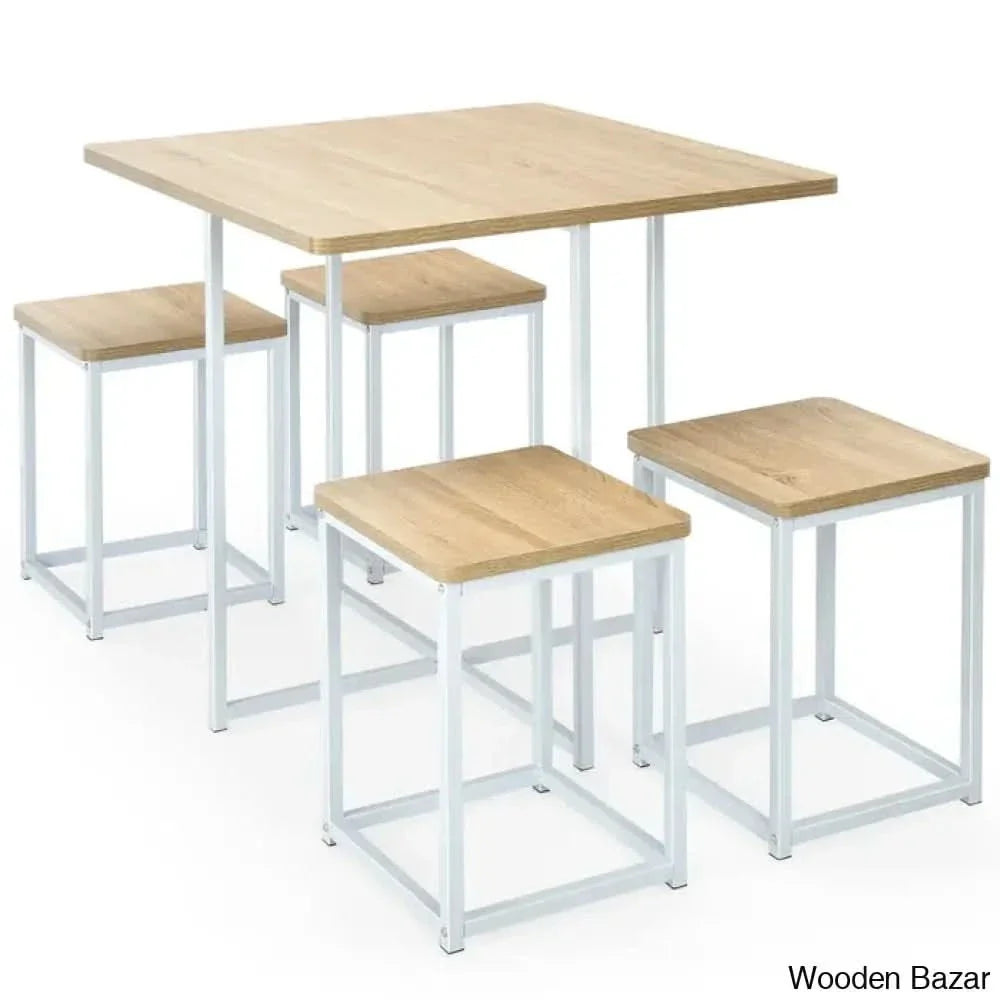 Bardalph Modern 4 Seater Dining Table Set - Wooden Empiro Beige