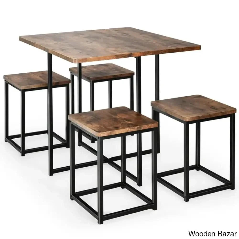 Bardalph Modern 4 Seater Dining Table Set - Wooden Empiro Brown