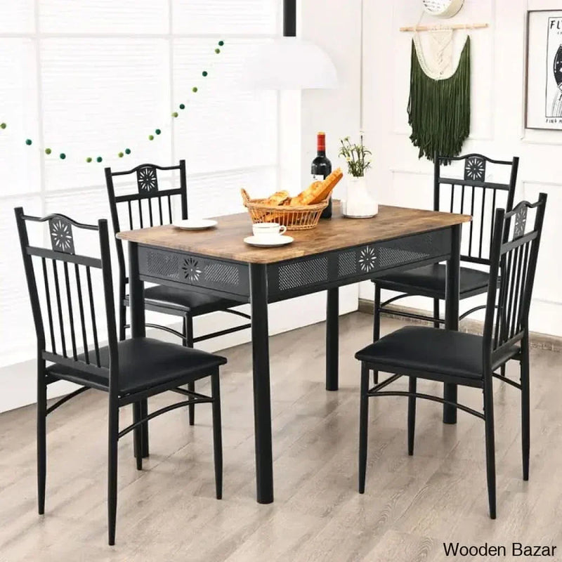 Barker 4 Seater Dining Table Set - Wooden Empiro