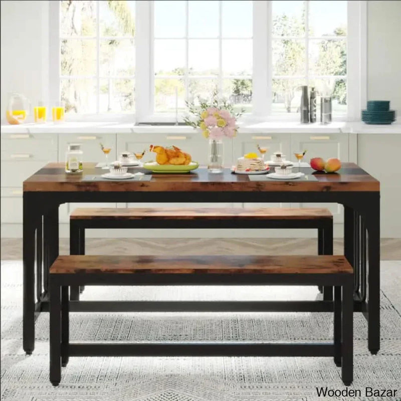Barker Wooden 3 Piece Dining Table Set - Wooden Empiro