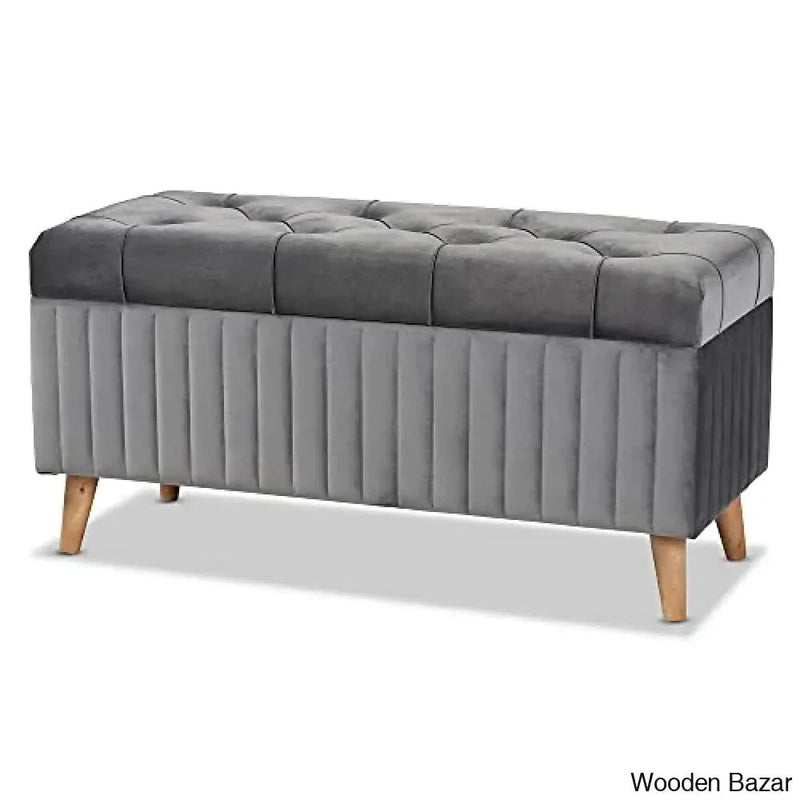 Baxton Studio 188-11568-AMZ Ottomans, Grey/Walnut Brown