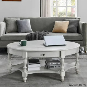Bebi Luxury Round Coffee And Center Table - Wooden Empiro Ivory White
