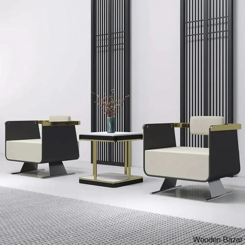 Black Modern Accent Chair Upholstered Cotton & Linen Accent Chair - Wooden Empiro