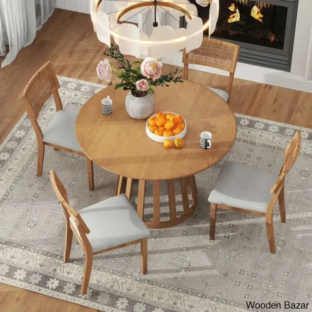 Blackburn 4 Seater Dining Table Set - Wooden Empiro Brown