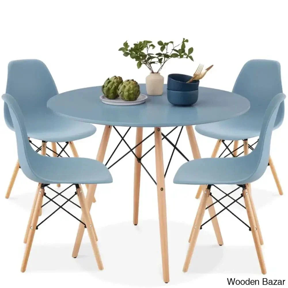 Blaine 4 Seater Stylish Dining Table Set - Wooden Empiro Light Cyan