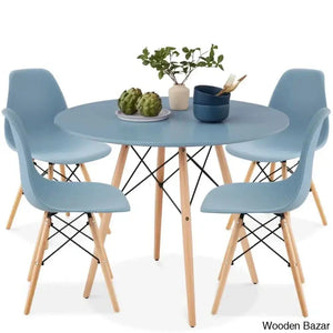 Blaine 4 Seater Stylish Dining Table Set - Wooden Empiro Light Cyan