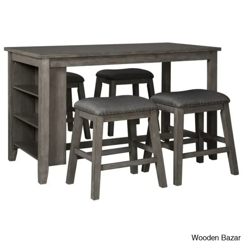 Bryce New 4 Seater Counter Height Dining Set - Wooden Empiro