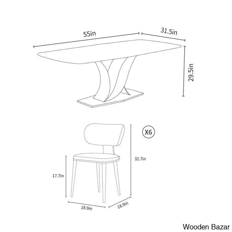Cabal New 6 Seater Pedestal Dining Set - Wooden Empiro