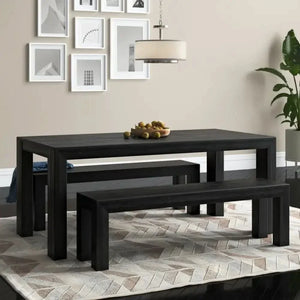 Cady 6 Seater Teak Wood Solid Dining Set - Wooden Empiro Black Wirebrush