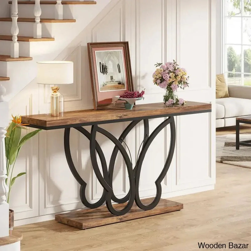 Calero 55.11" Accent Console Sofa Table with Butterfly Frames