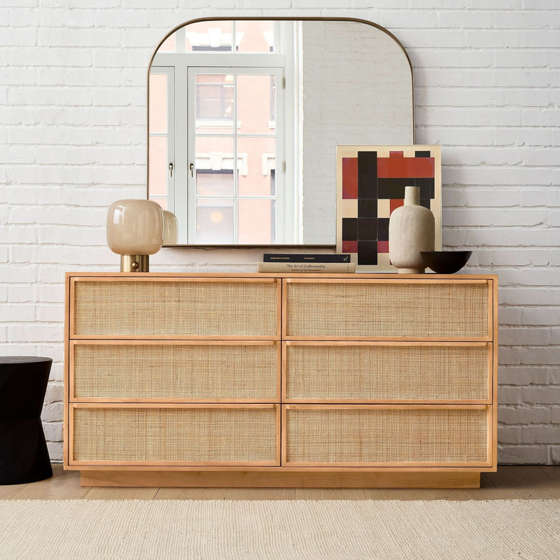 Kerry Modern Rattan Cane 6-Drawer Dresser - Wooden Empiro